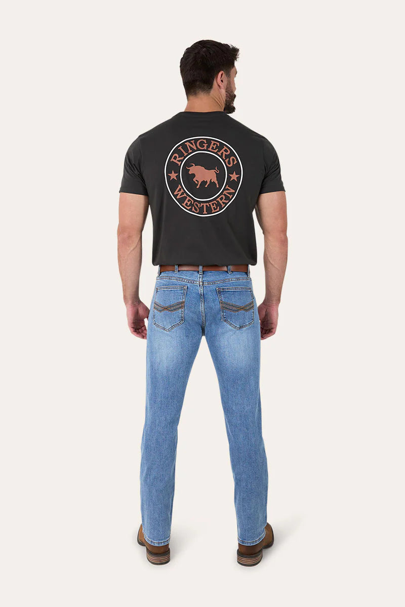 Muster Mens Slim Straight Fit Mid Rise Jeans