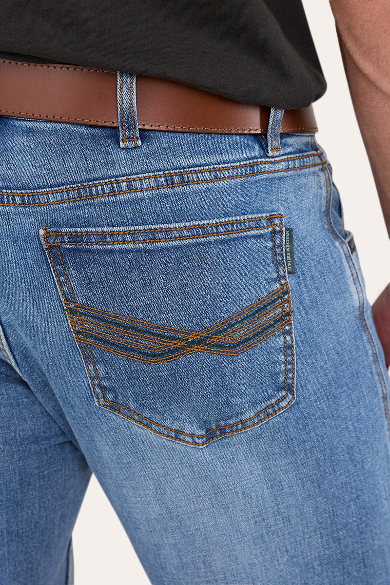 Muster Mens Slim Straight Fit Mid Rise Jeans