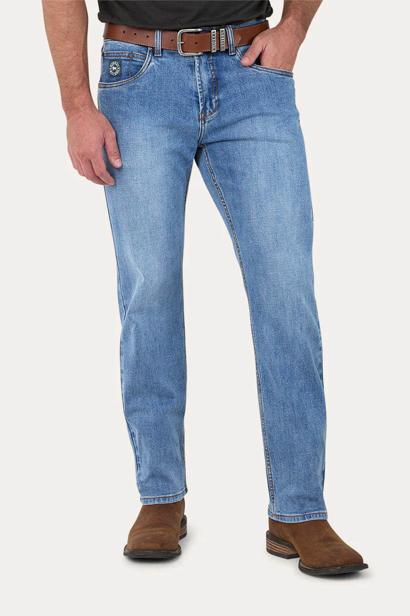 Muster Mens Slim Straight Fit Mid Rise Jeans
