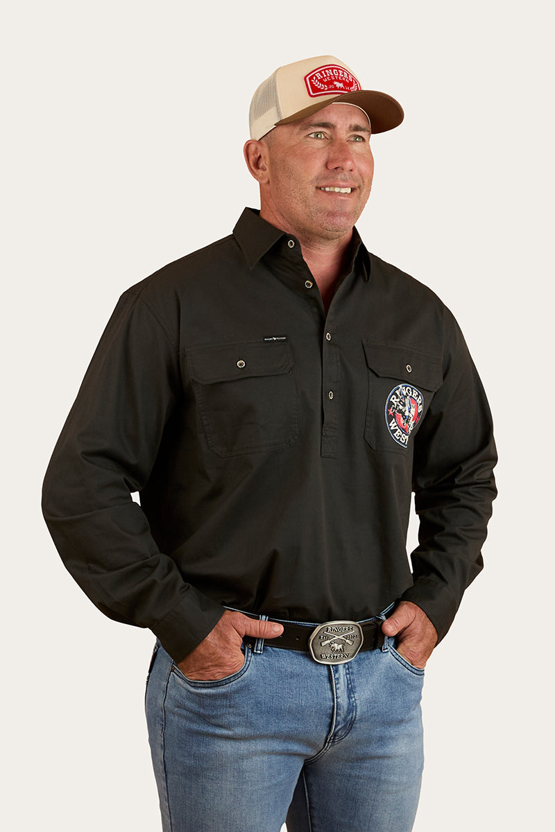 8 Seconds Mens Half Button Work Shirt