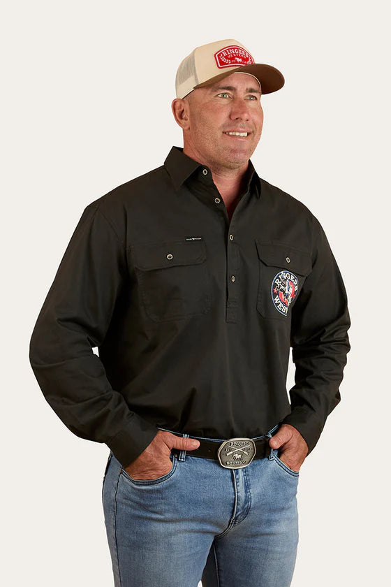 8 Seconds Mens Half Button Work Shirt