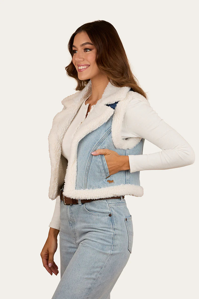 Amaya Womens Denim Sherpa Vest