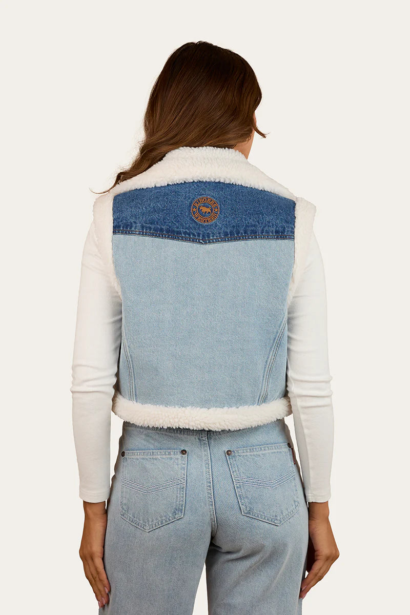 Amaya Womens Denim Sherpa Vest