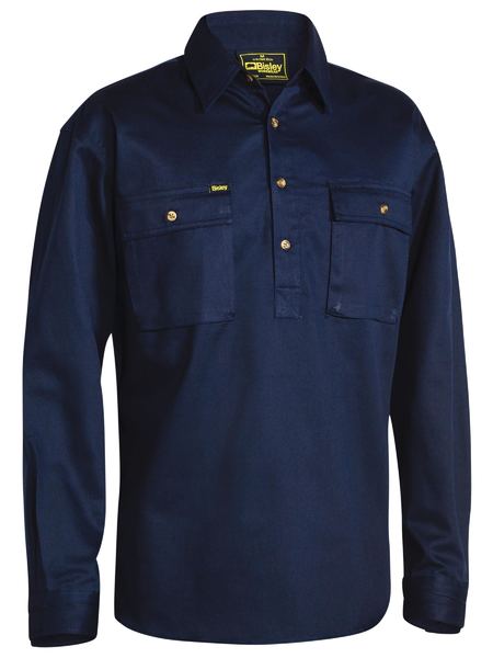 L/S Closed Front Cotton Drill Shirt