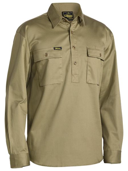 L/S Closed Front Cotton Drill Shirt