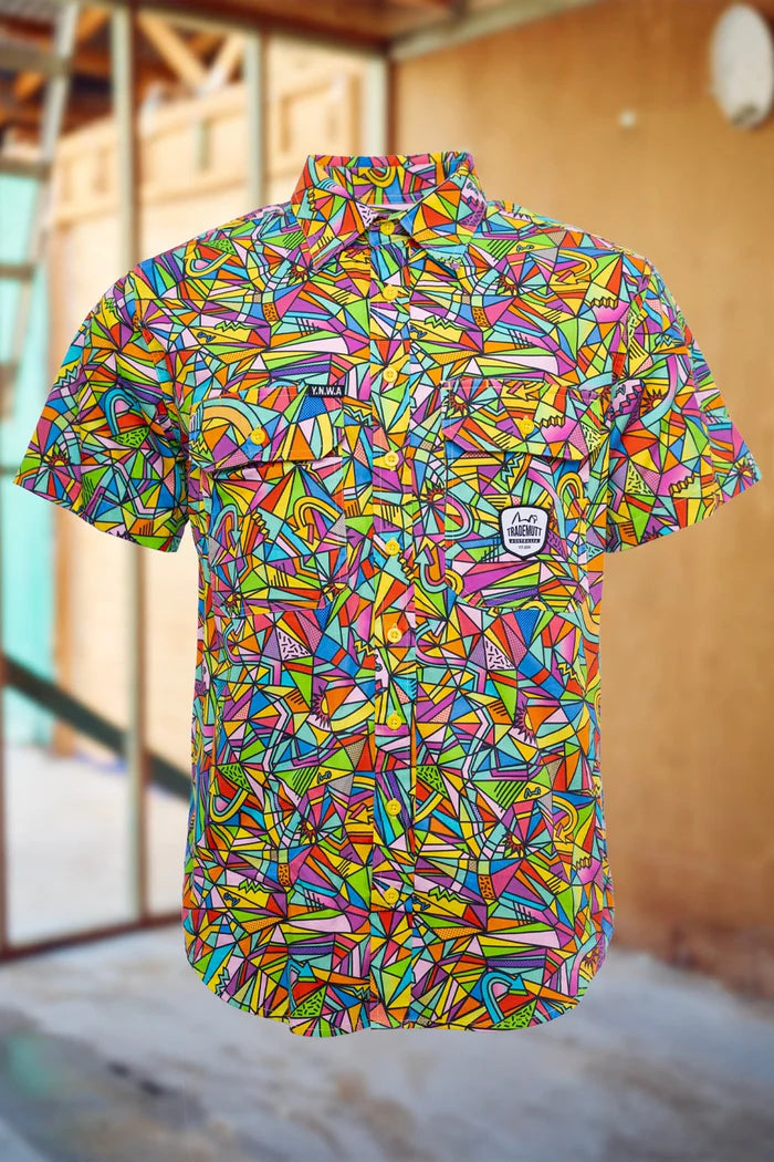 Mens Bonza Short Sleeve Full Print Workshirt