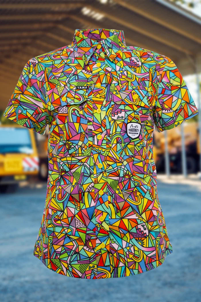 Womens Bonza Short Sleeve Full Print Workshirt