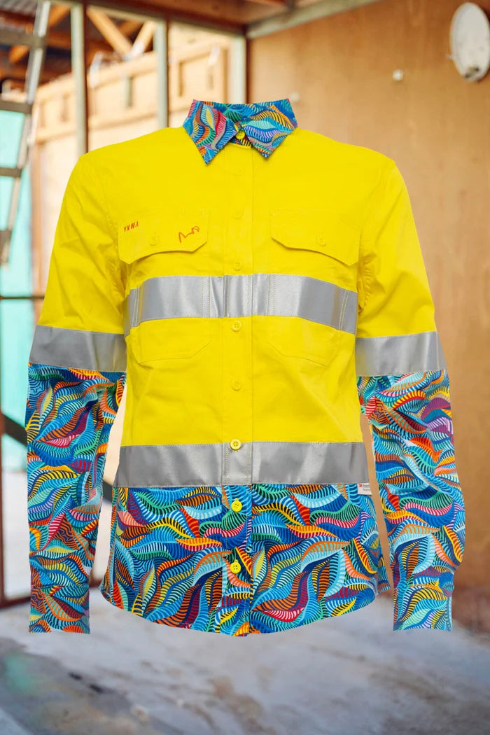 Womens Snazzy Yellow Day/Night Hi Vis Full Button Workshirt