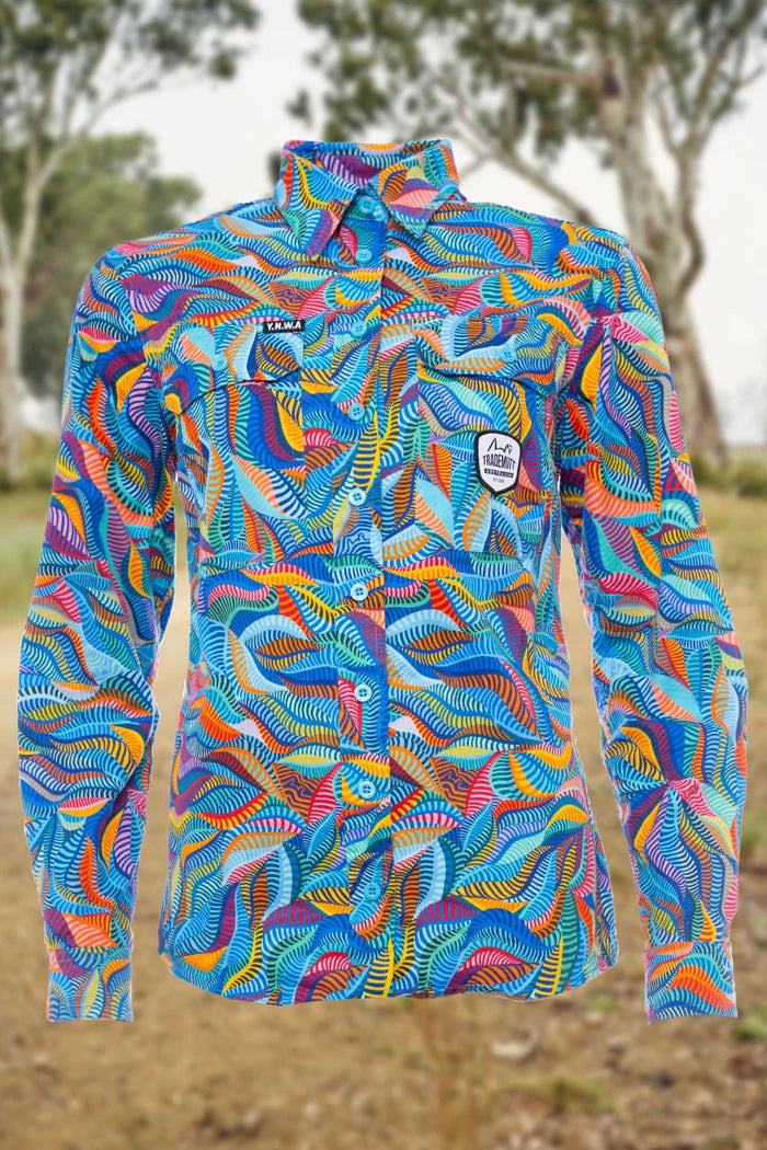 Womens Snazzy Full Button Full Print Workshirt