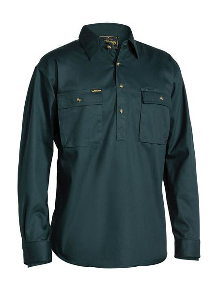 L-S Closed Front Cotton Drill Shirt