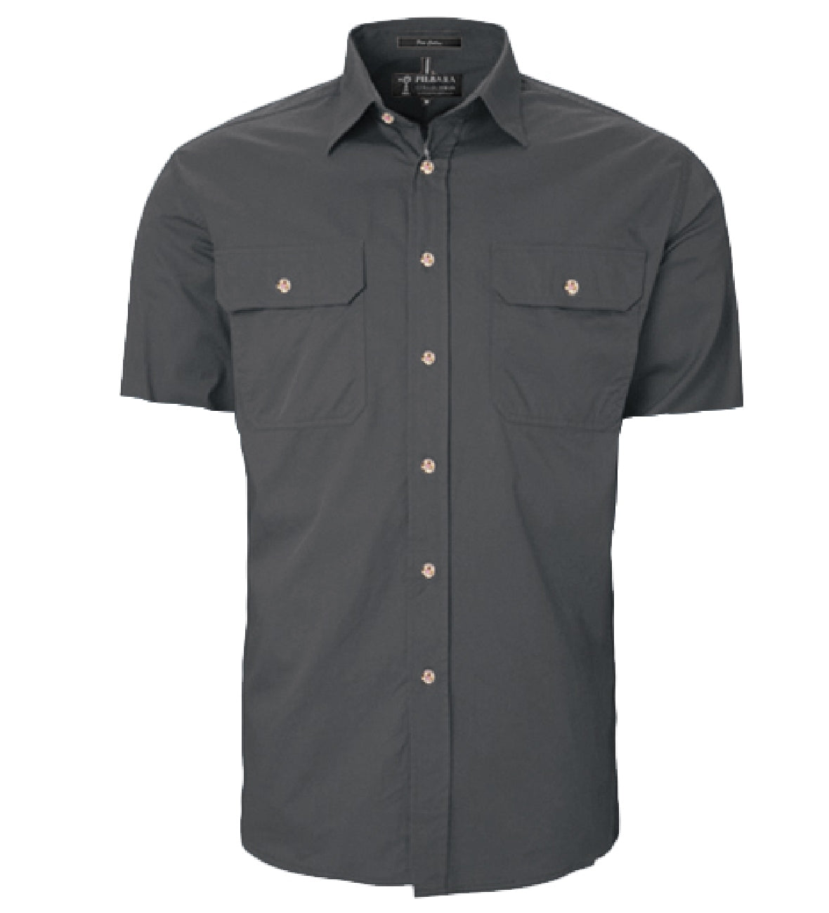 Mens Pilbara Open Front S/S Shirt
