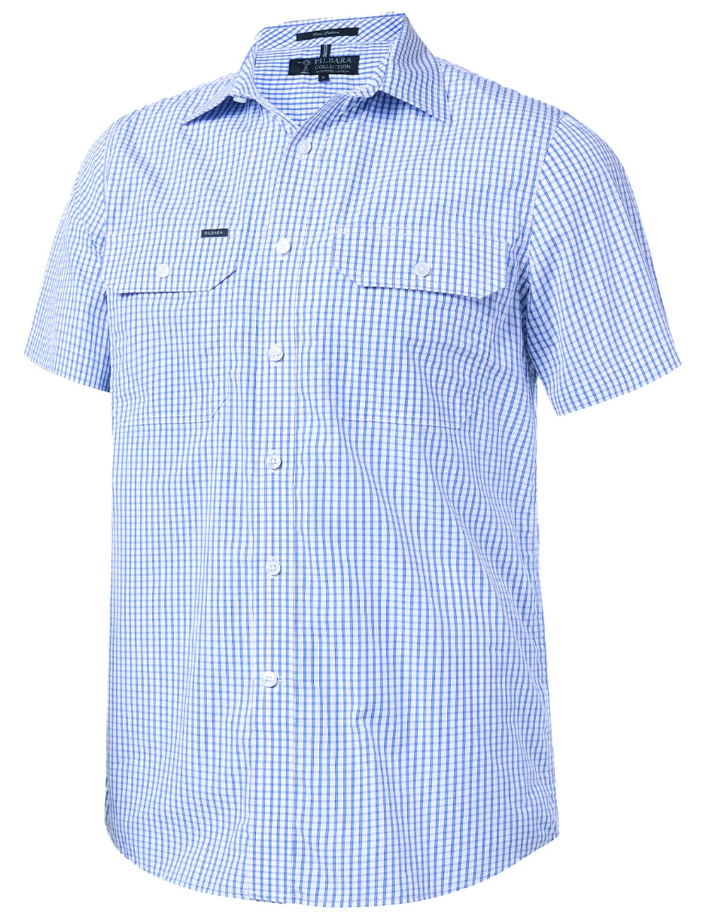 Pilbara Men's Y/D Check, Dual Pocket, S/S Shirt