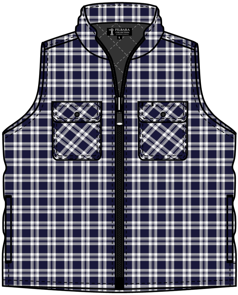 Flannelette Quilted Vest Men's Zipper Front