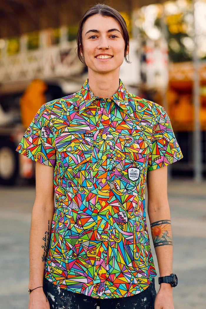Womens Bonza Short Sleeve Full Print Workshirt