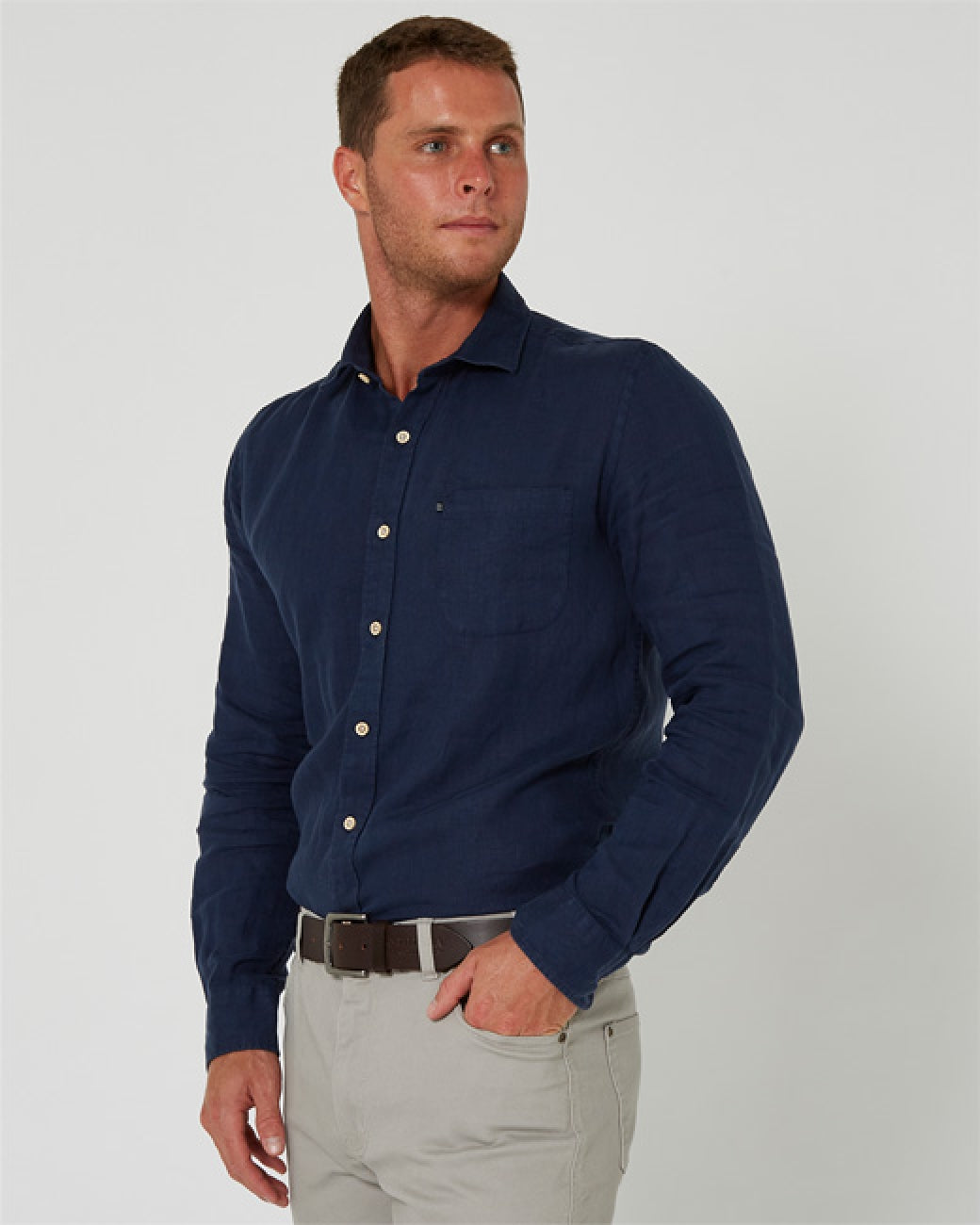 Pilbara Mens Linen L/S Shirt