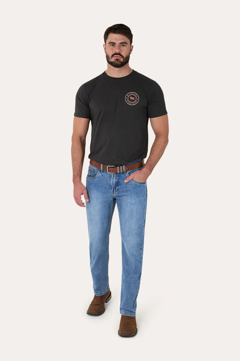 Muster Mens Slim Straight Fit Mid Rise Jeans