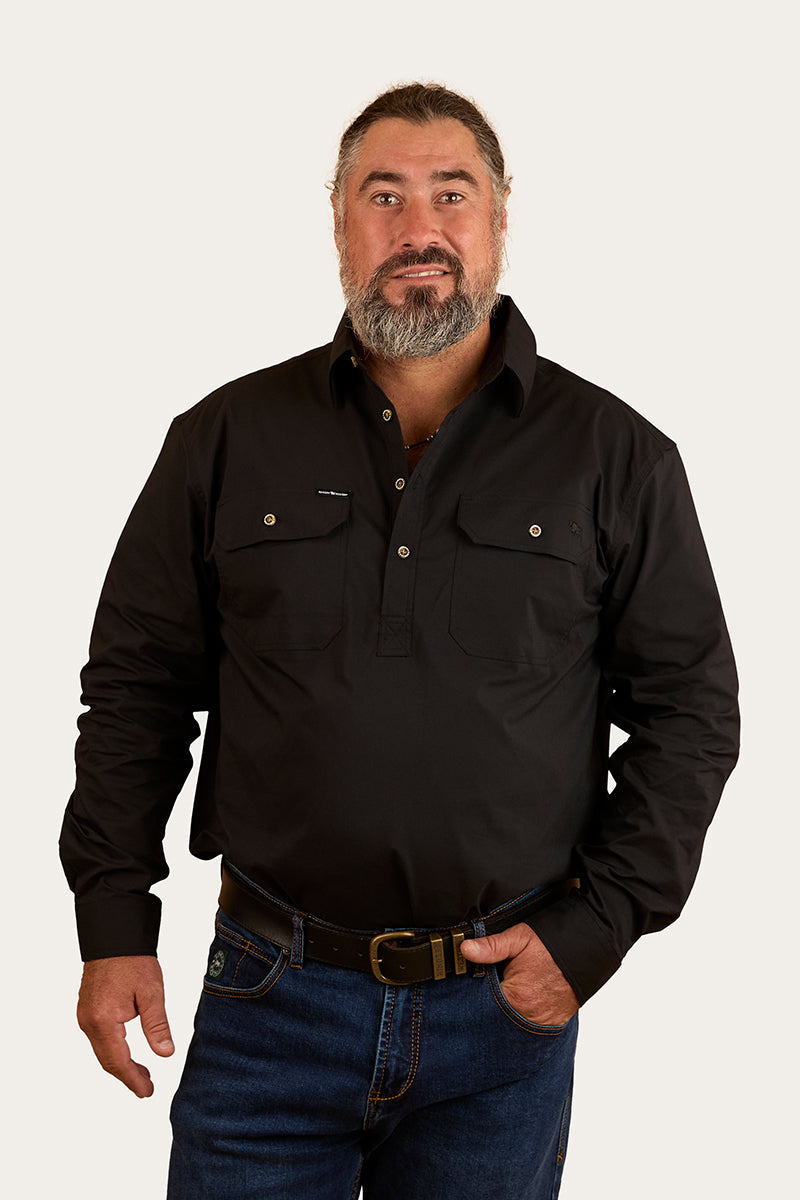 King River Mens Half Button Coolmax Work Shirt