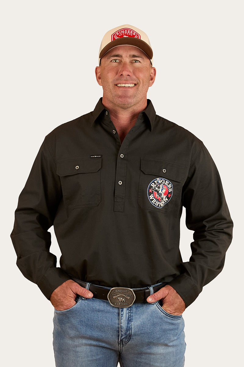 8 Seconds Mens Half Button Work Shirt