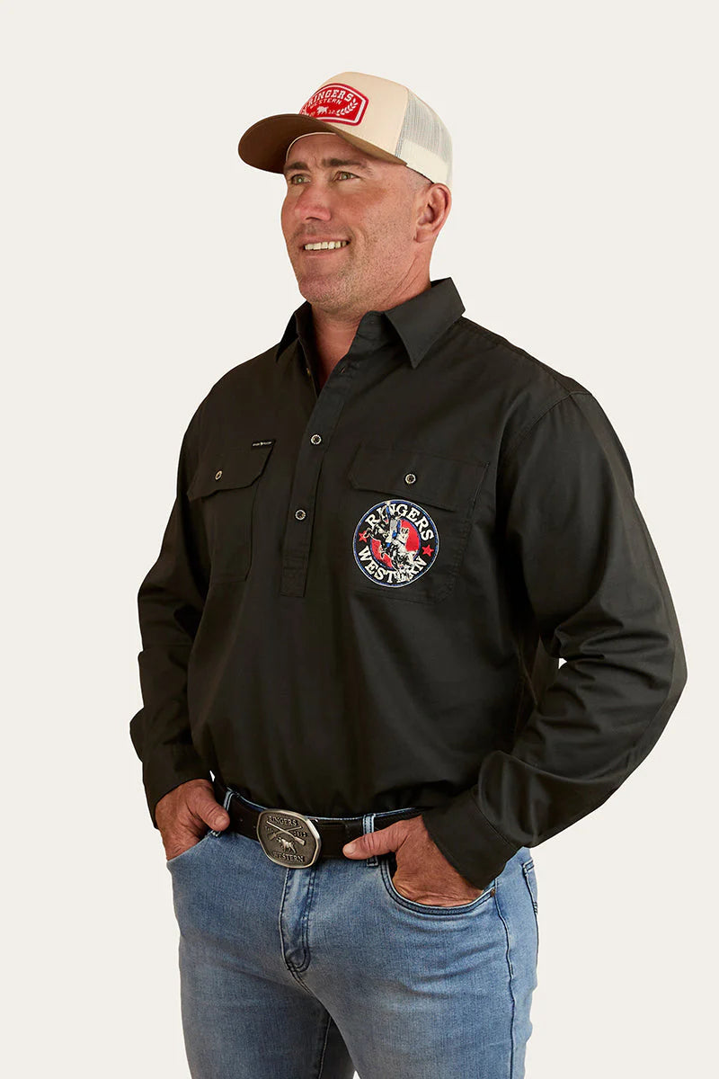 8 Seconds Mens Half Button Work Shirt