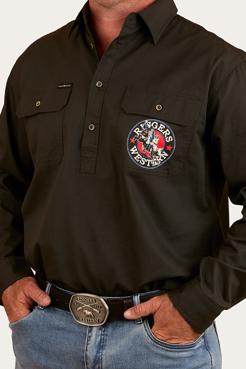 8 Seconds Mens Half Button Work Shirt