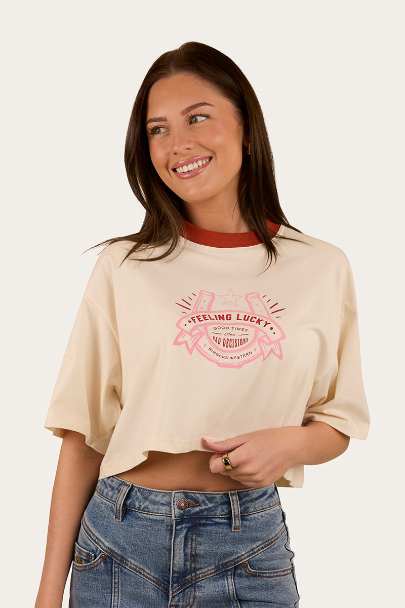 Feeling Lucky Cropped Oversized T Shirt