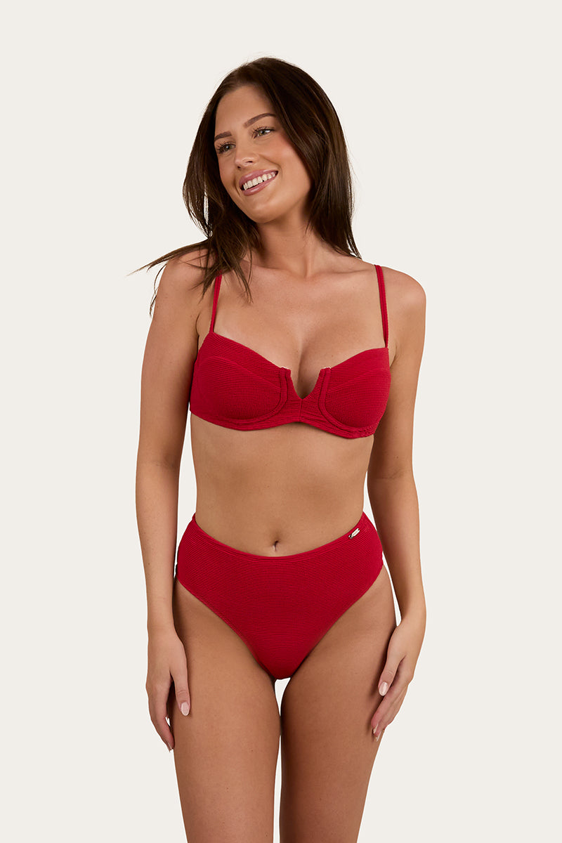 Country Sunset Textured High Waist Bikini Bottom