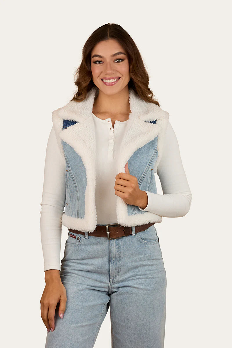 Amaya Womens Denim Sherpa Vest