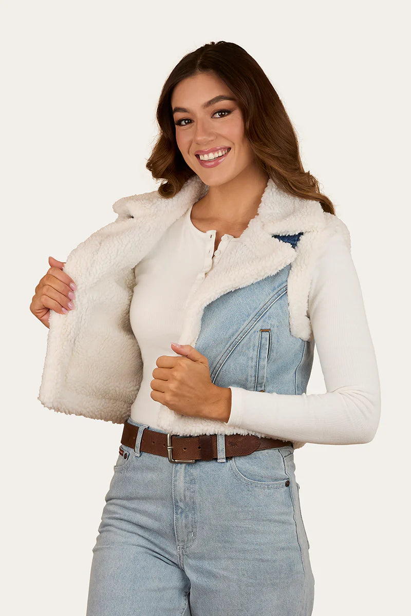 Amaya Womens Denim Sherpa Vest