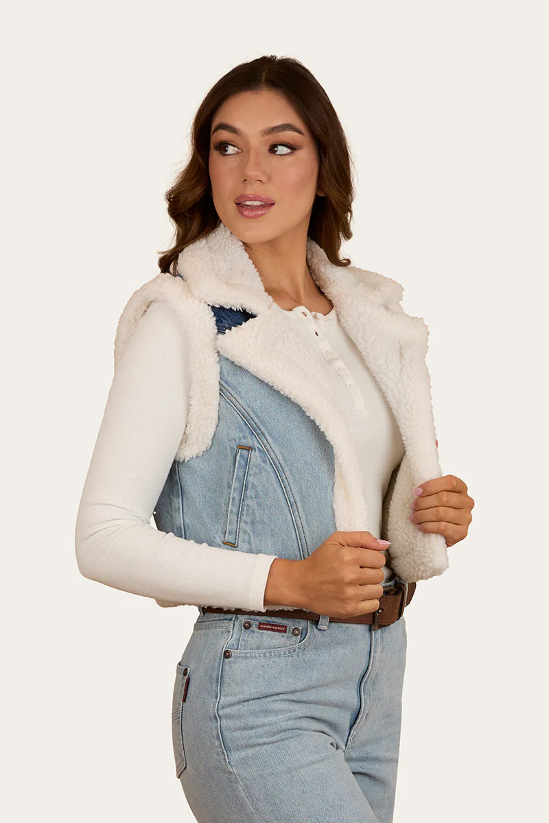 Amaya Womens Denim Sherpa Vest