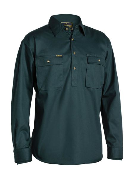 L/S Closed Front Cotton Drill Shirt