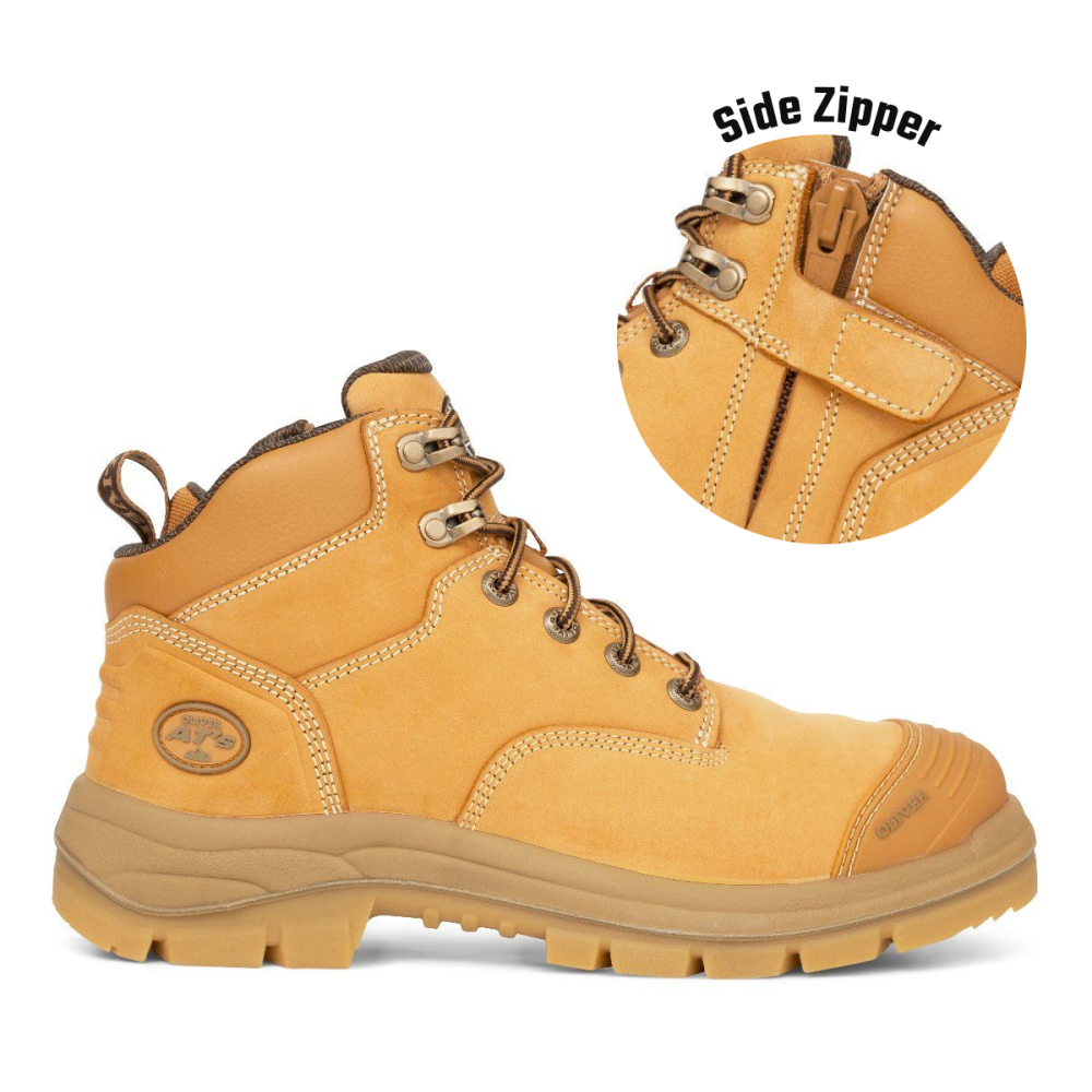 55330Z WHEAT LACE UP ZIP SIDE 5" BOOT