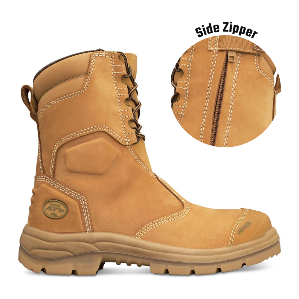 55385 WHEAT LACE UP ZIP SIDE 8" BOOT
