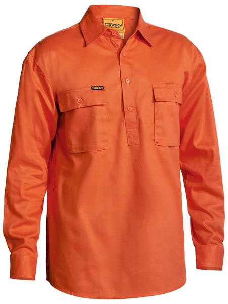 L-S Closed Front Cotton Drill Shirt