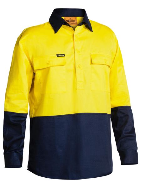 L-S Hi Vis Closed Front Drill Shirt