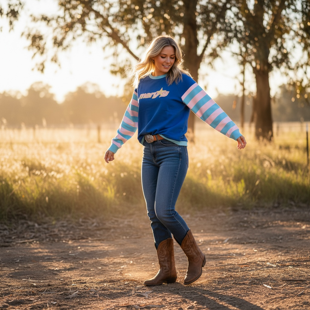 MG Blue Star Crew | Mary G Sweater | Workin Wear