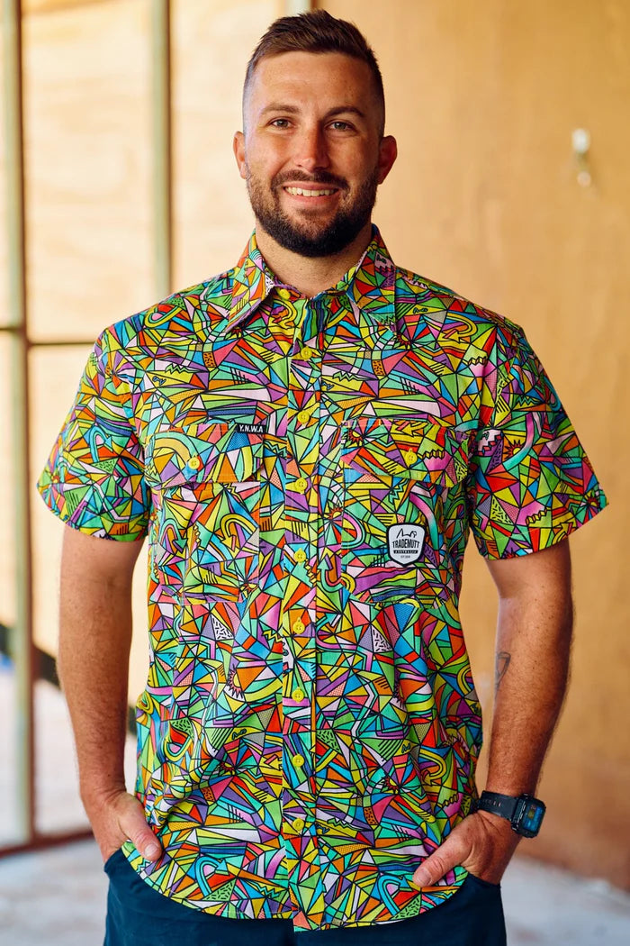 Mens Bonza Short Sleeve Full Print Workshirt
