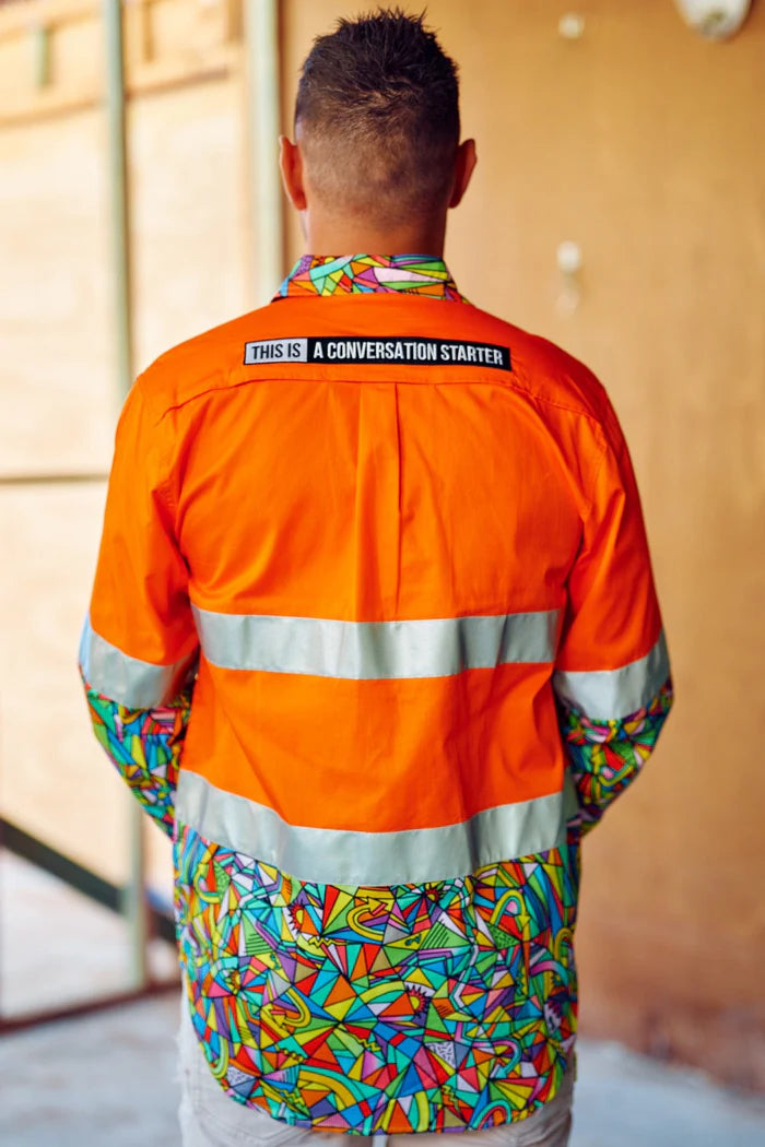 Mens Bonza Orange Day/Night Hi Vis Full Button Workshirt