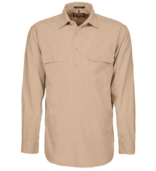Mens Pilbara Closed Front L/S Shirt