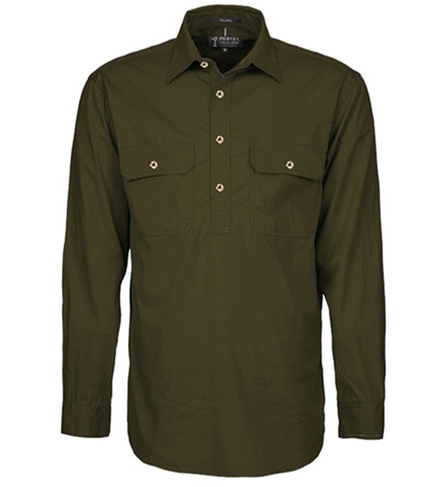 Mens Pilbara Closed Front L/S Shirt