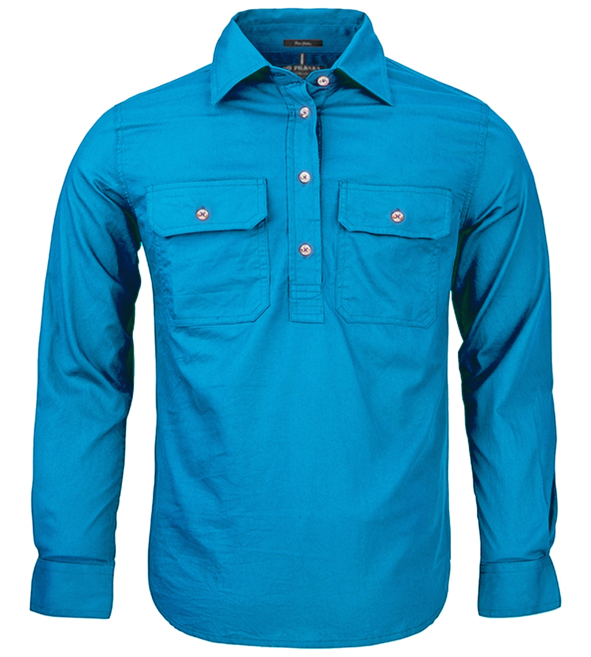 Kids Pilbara Closed Front Long Sleeve Shirt - Azure