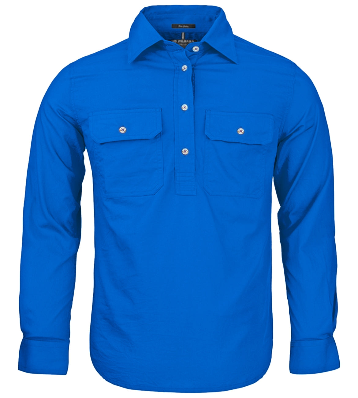 Kids Pilbara Closed Front Long Sleeve Shirt - Cobalt Blue