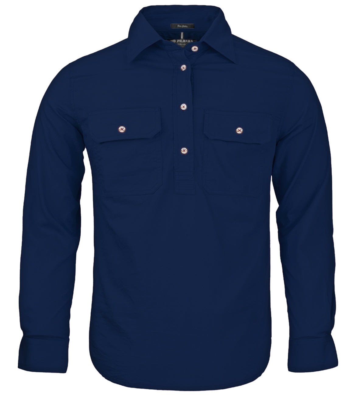 Kids Pilbara Closed Front Long Sleeve Shirt - French Navy