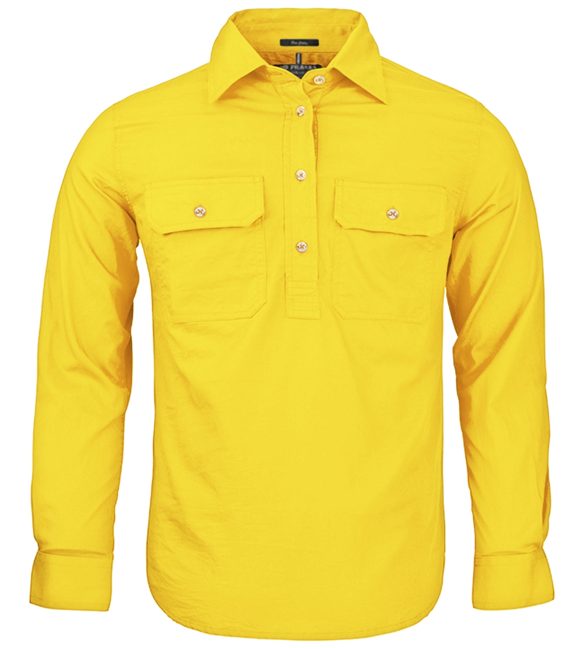 Kids Pilbara Closed Front Long Sleeve Shirt - Lemon