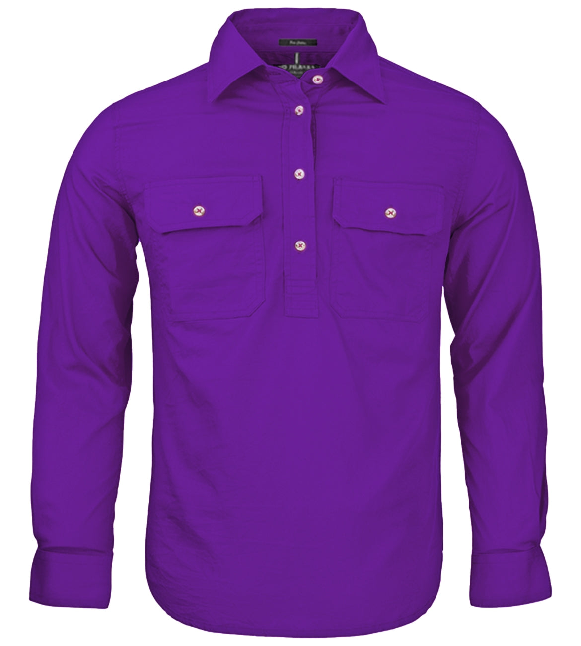 Kids Pilbara Closed Front Long Sleeve Shirt - Purple