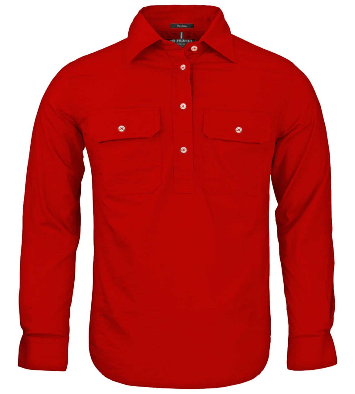 Kids Pilbara Closed Front Long Sleeve Shirt - Red