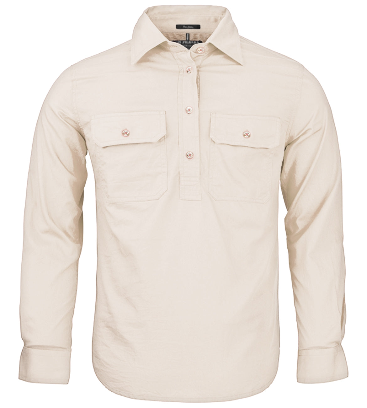 Kids Pilbara Closed Front Long Sleeve Shirt - Stone