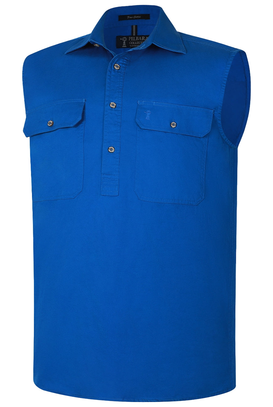 Pilbara Mens Closed Front Sleeveless Shirt