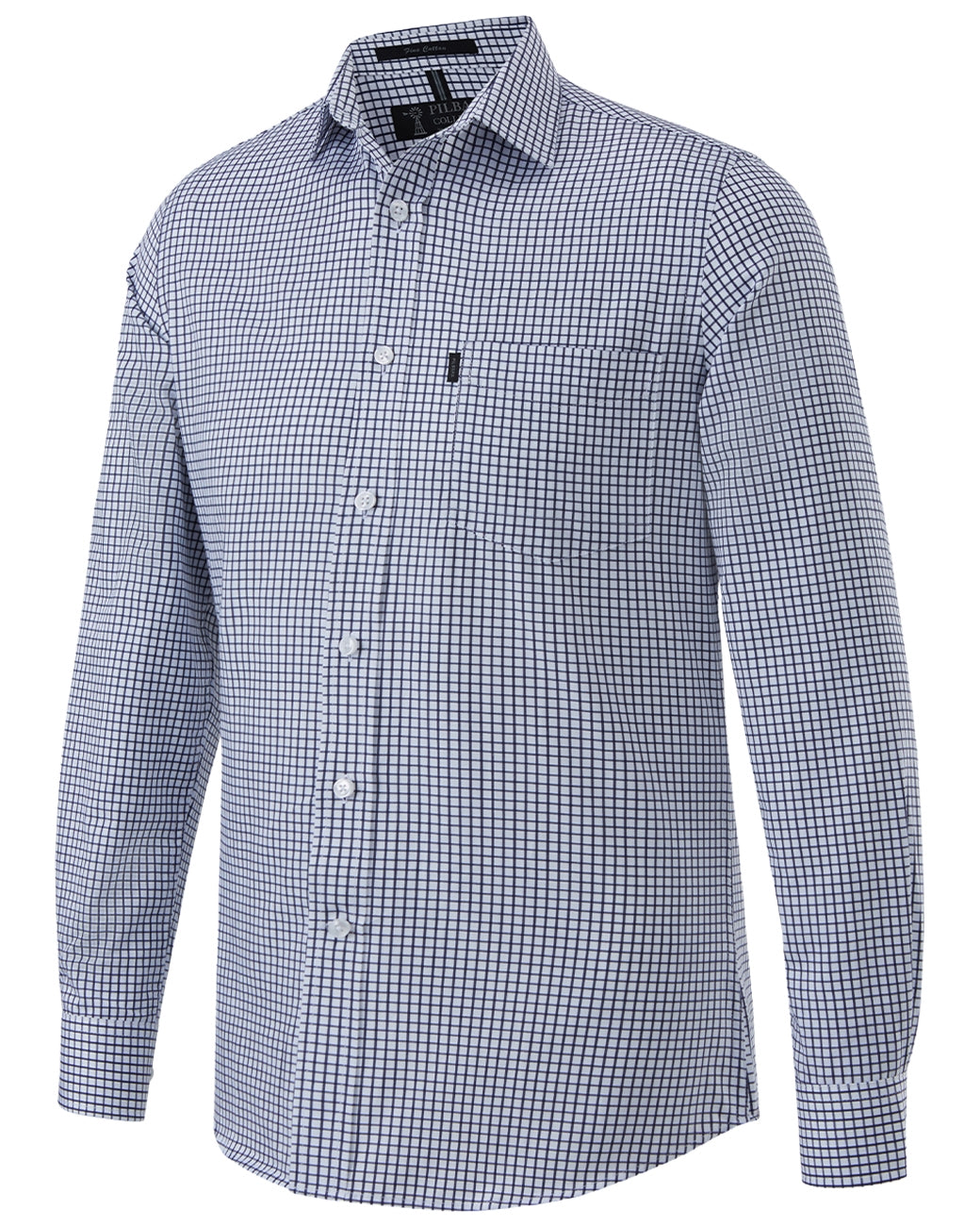 Pilbara Mens Y/D Check, Single Pocket, L/S Shirt