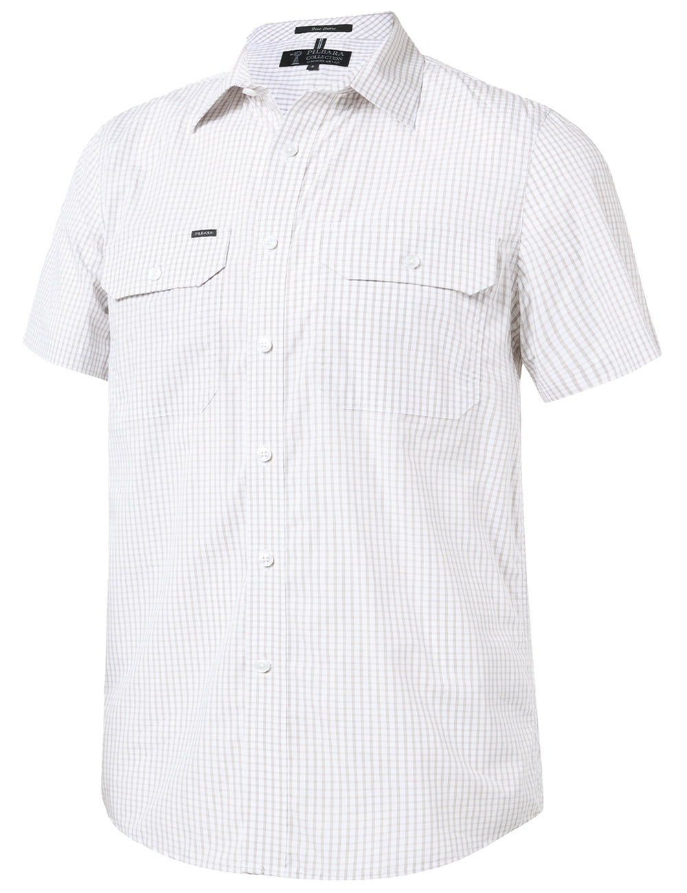 Pilbara Men's Y/D Check, Dual Pocket, S/S Shirt