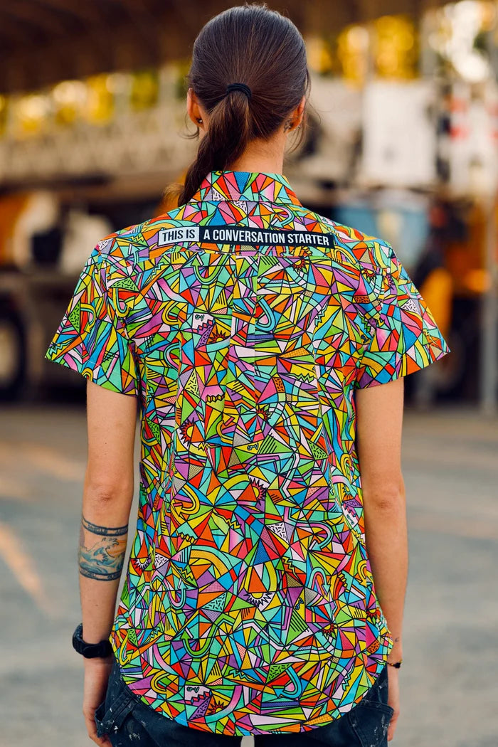 Womens Bonza Short Sleeve Full Print Workshirt